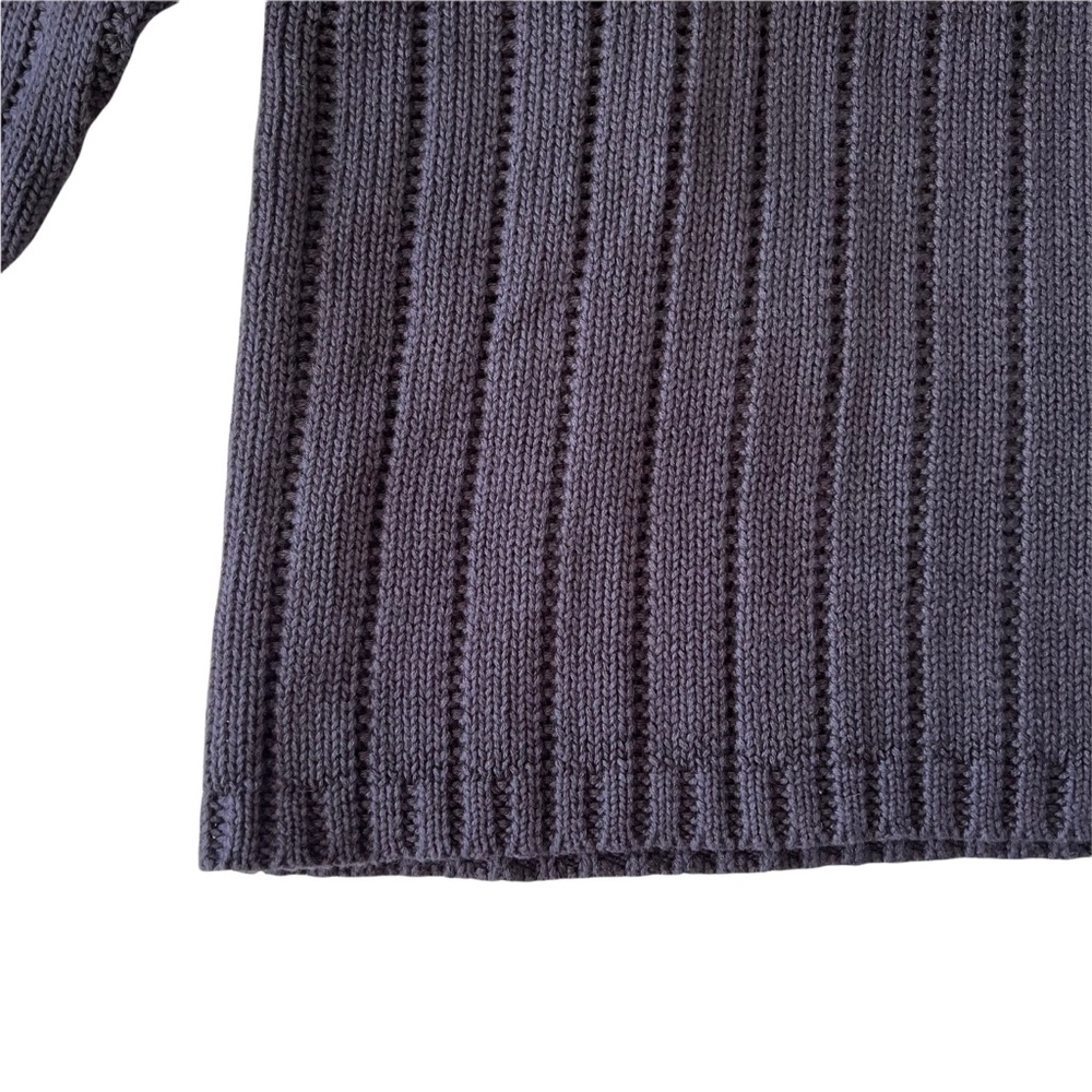 Lands End Navy Linen Cotton Rib Knit Sweater | M NWT - Picture 5 of 9
